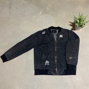 Forever 21 Distressed Black Denim Jacket